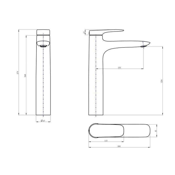 Linsol Curva Tall Basin Mixer - Brushed Brass 