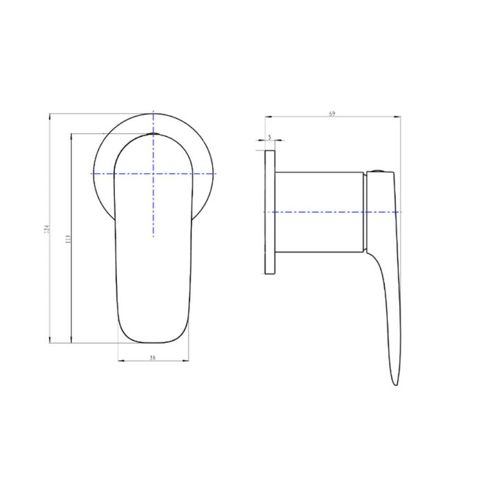 Linsol Curva Wall Mixer Trim Kit - Gunmetal 