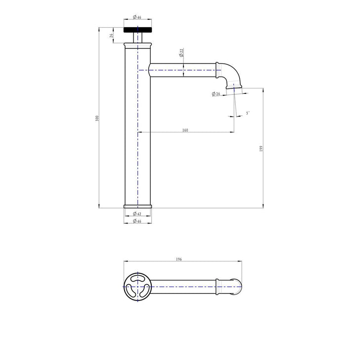 Linsol Dynamik Tall Basin Mixer - Brushed Brass 