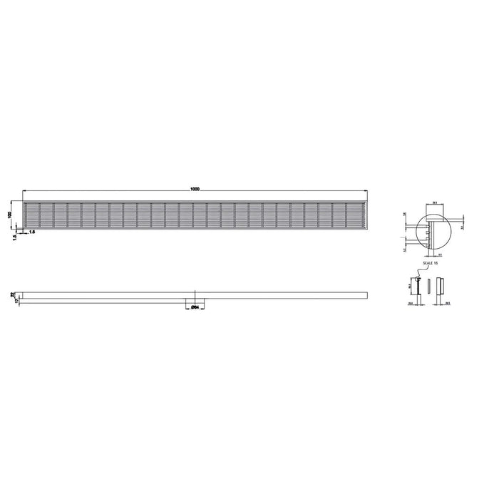 Linsol Ezyflow 1000mm Heelguard Linear Waste DN64 - Matte Black 