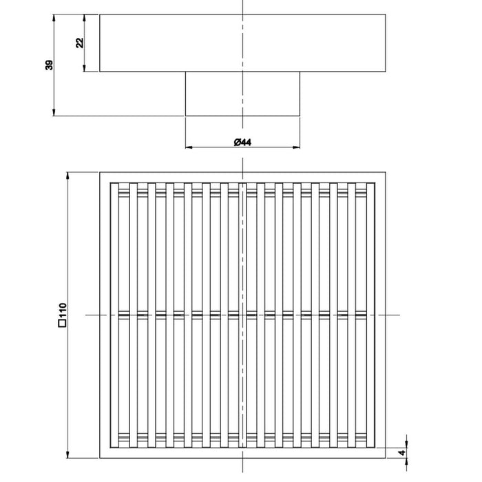 Linsol Ezyflow 110mm Heelguard Square Waste DN44 - Brushed Nickel 