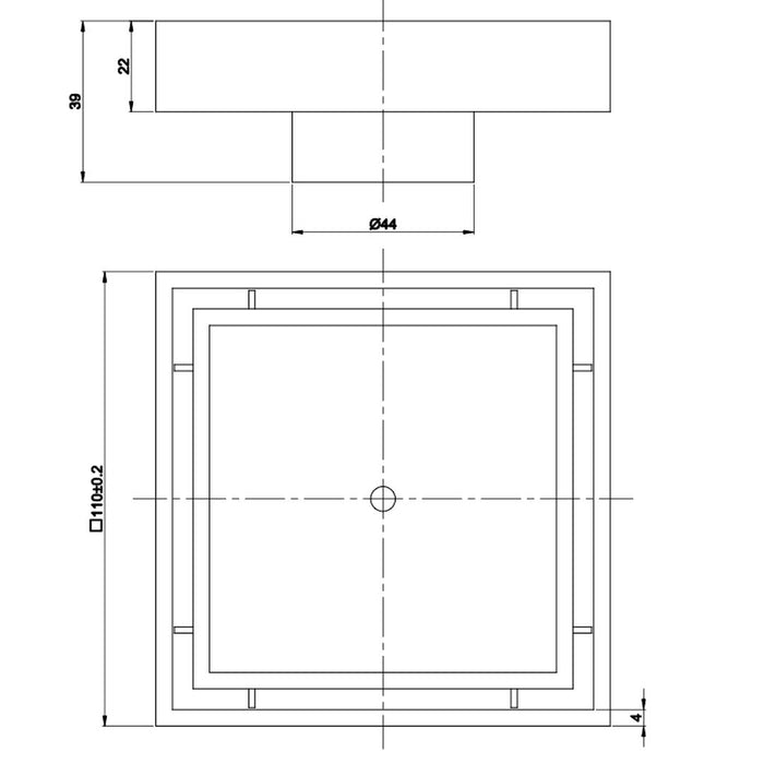 Linsol Ezyflow 110mm Tile Insert Square Waste DN44 - Gunmetal 