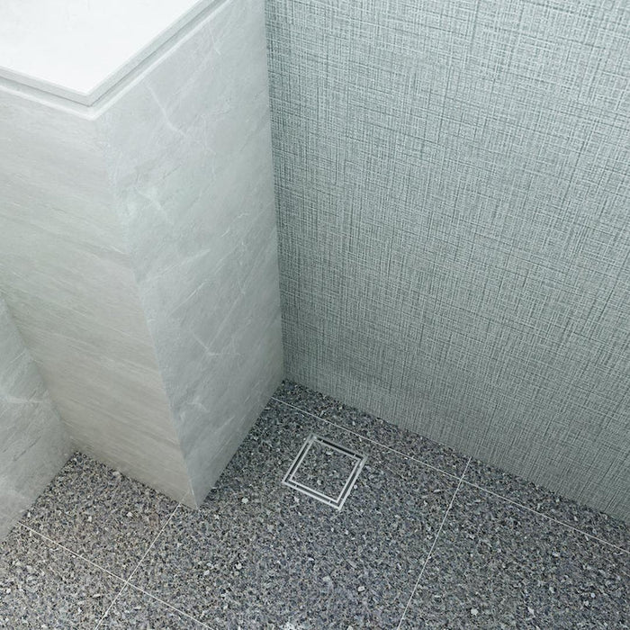 Linsol Ezyflow 110mm Tile Insert Square Waste DN89 - Brushed Nickel 