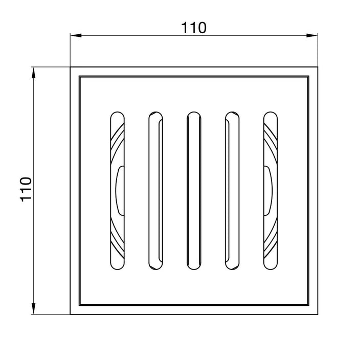 Linsol Ezyflow 110mm Vertical Pressed Square Waste DN89 - Brushed Nickel 