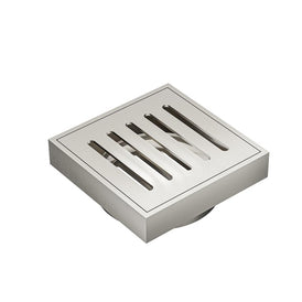 Linsol Ezyflow 110mm Vertical Pressed Square Waste DN89 - Brushed Nickel 