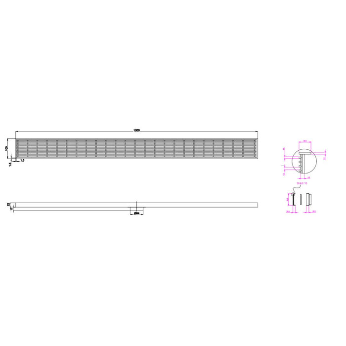 Linsol Ezyflow 1200mm Heelguard Linear Waste DN64 - Brushed Brass 