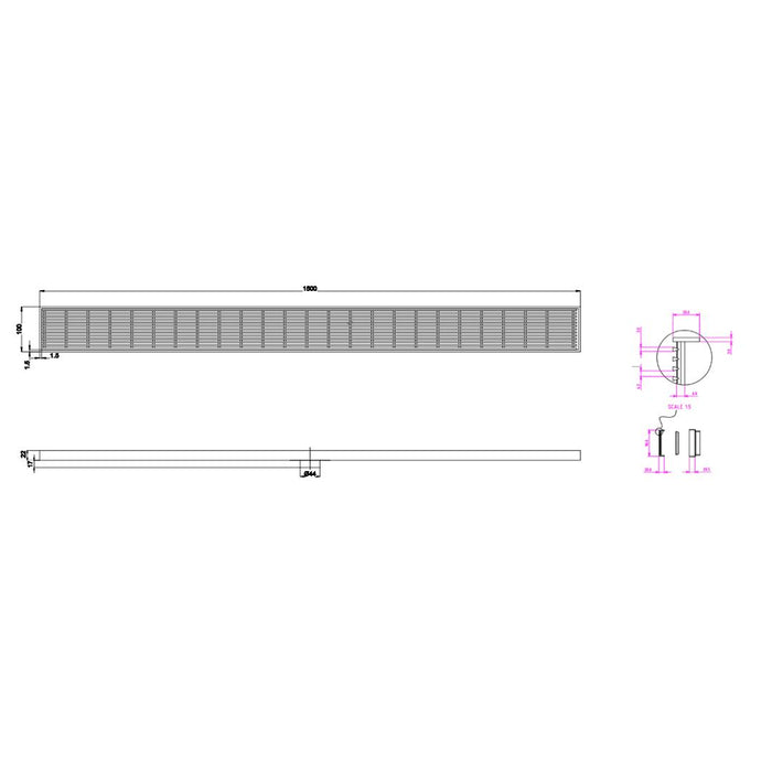 Linsol Ezyflow 1500mm Heelguard Linear Waste DN44 - Matte Black 