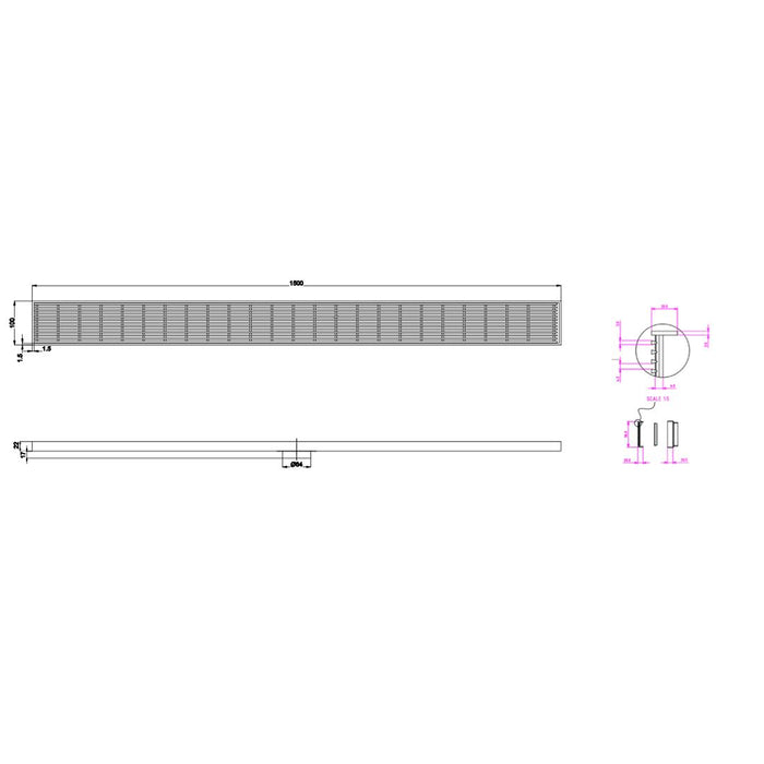 Linsol Ezyflow 1500mm Heelguard Linear Waste DN64 - Brushed Brass 