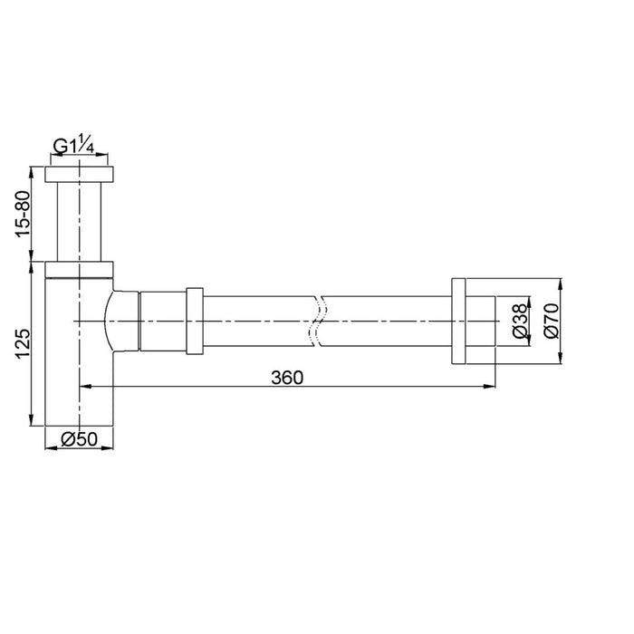 Linsol Ezyflow 32mm Bottle Trap - Brushed Nickel 