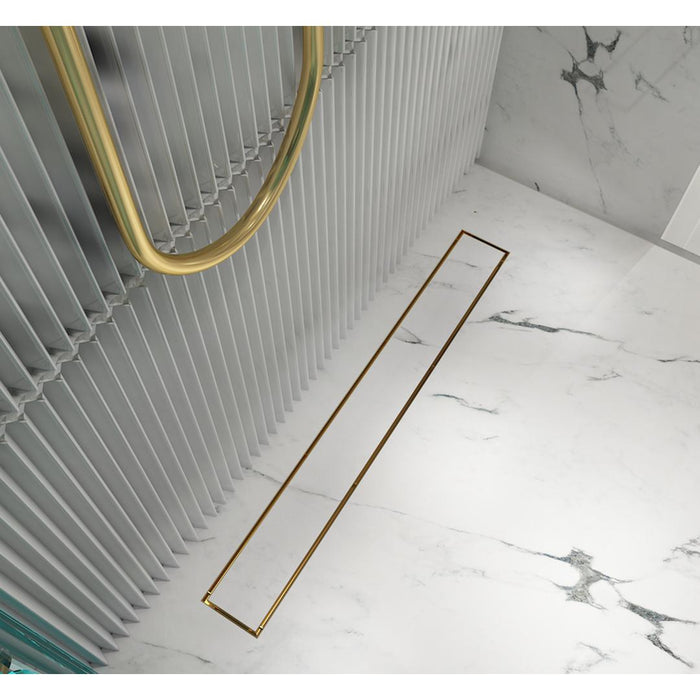 Linsol Ezyflow 800mm Tile Insert Linear Waste DN89 - Brushed Brass 