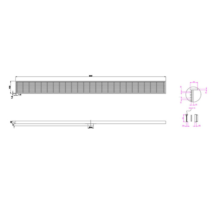 Linsol Ezyflow 900mm Heelguard Linear Waste DN44 - Matte Black 