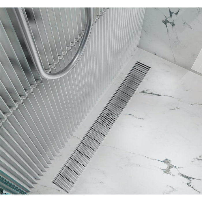 Linsol Ezyflow 900mm Heelguard Linear Waste DN89 - Brushed Nickel 