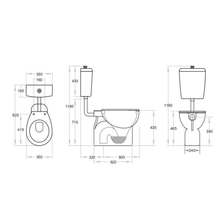Linsol Florida Care Link Toilet with Backrest - Gloss White 