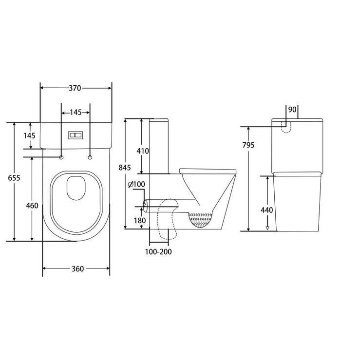 Linsol Florida Care Link Toilet with Backrest - Gloss White 