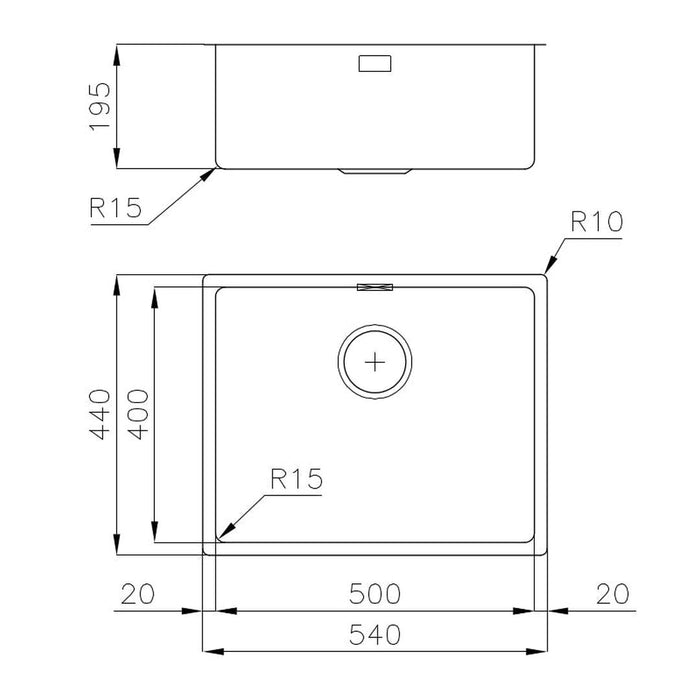 Linsol Foster Ke Sink 540×440 Undermount - Foster Brushed Gunmetal 