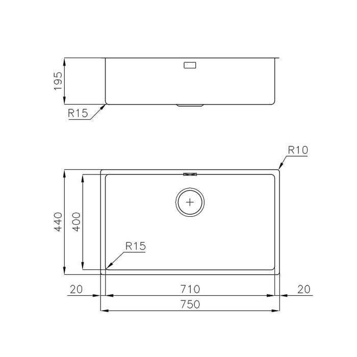 Linsol Foster Ke Sink 750×440 Undermount - Foster Vintage Gunmetal 