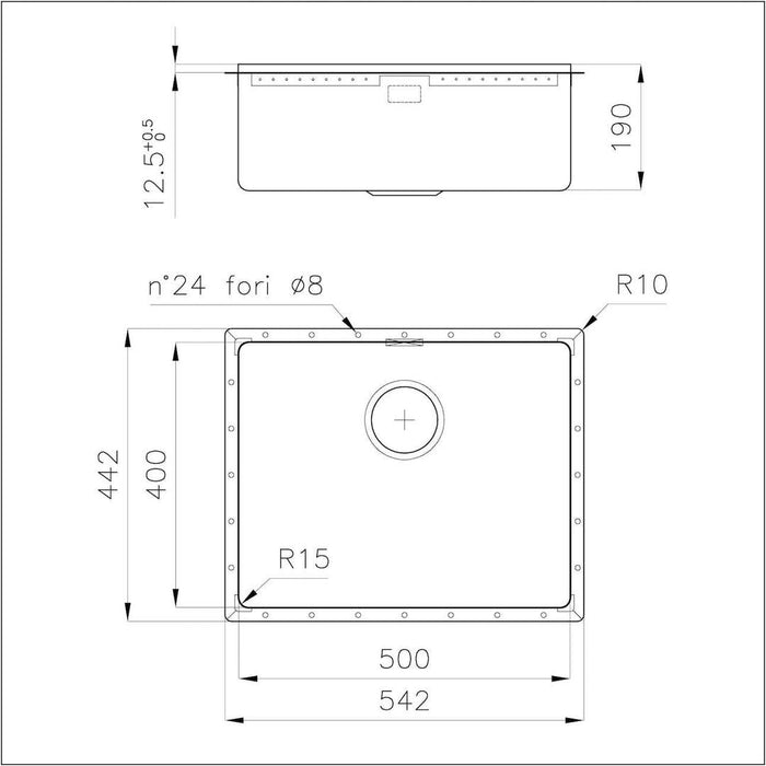 Linsol Foster Phantom Edge Sink 500×400 - Foster Brushed Stainless 