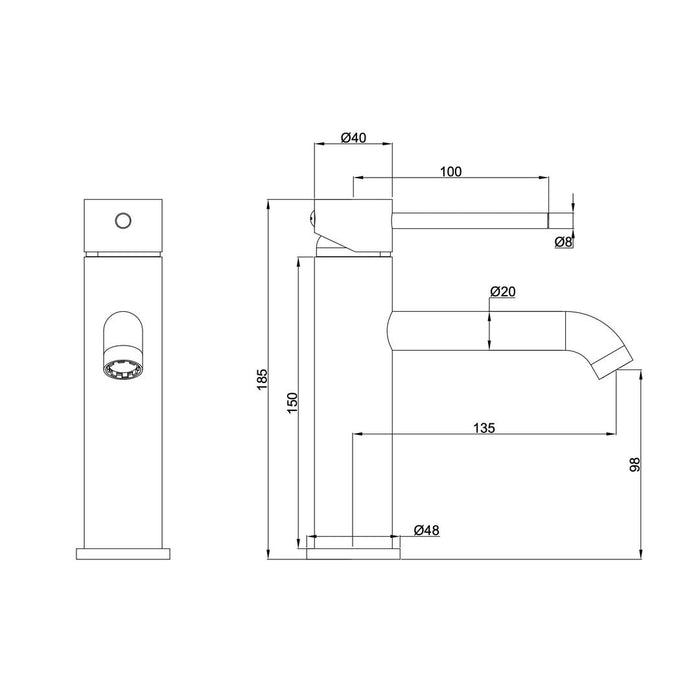 Linsol Gigi S2 Basin Mixer - Brushed Nickel 