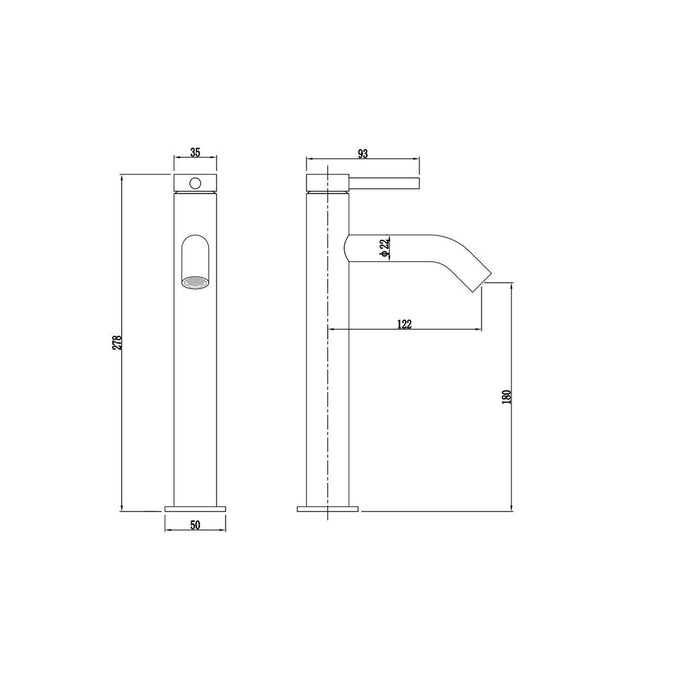 Linsol Gigi S2 Tall Basin Mixer - Brushed Nickel 