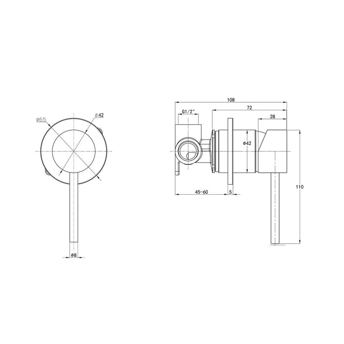 Linsol Gigi S3 Wall Mixer - Chrome 