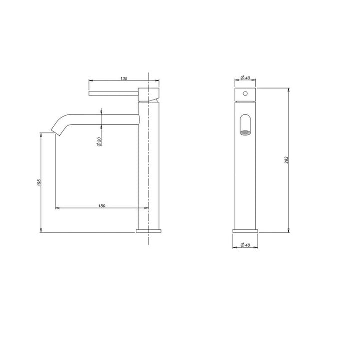 Linsol Gigi Series 1 Tall Basin Mixer - Gunmetal 