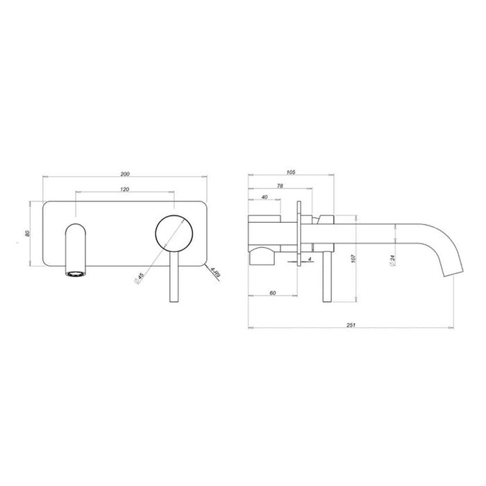 Linsol Gigi Series 1 Wall Basin Mixer - Gunmetal 