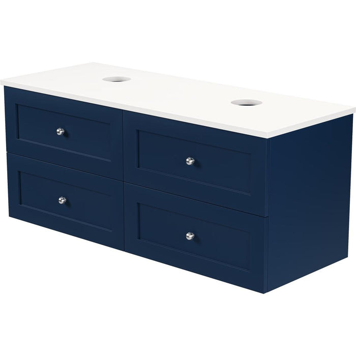 Linsol Heritage Shaker Wall Hung Vanity - French Navy HER-1200-4DRW-DB-FN