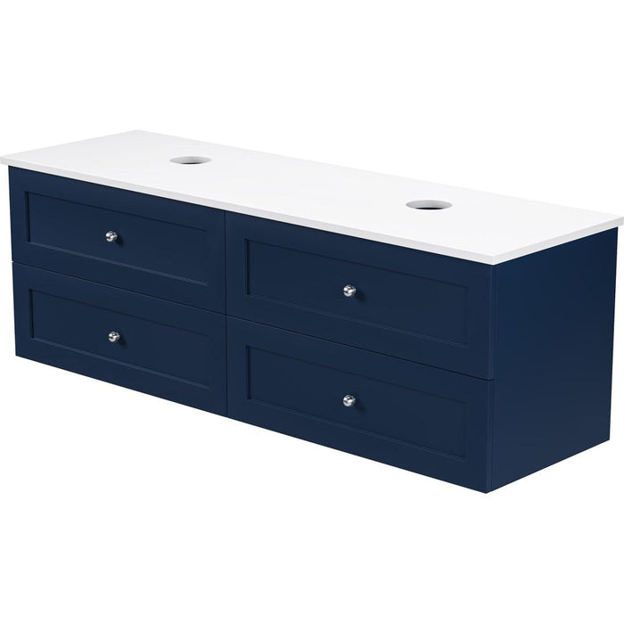 Linsol Heritage Shaker Wall Hung Vanity - French Navy HER-1500-4DRW-DB-FN