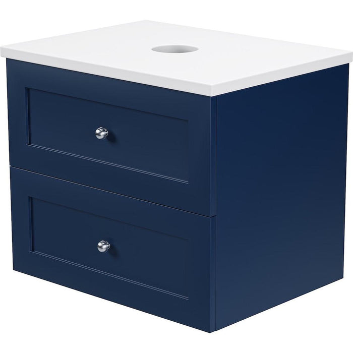 Linsol Heritage Shaker Wall Hung Vanity - French Navy HER-600-2DRW-FN