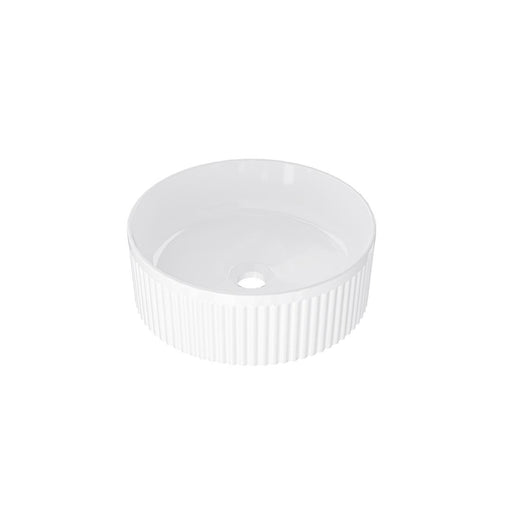 Linsol Infinity 365mm Round Above Counter Fluted Basin - Gloss White 
