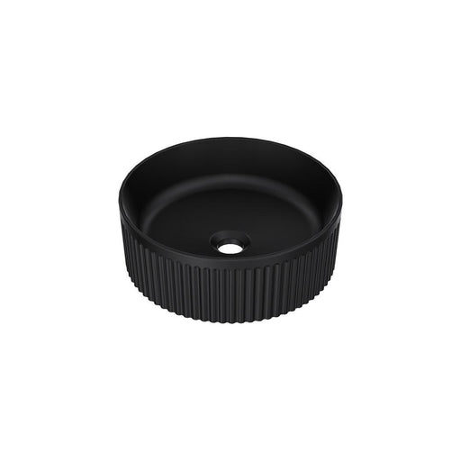 Linsol Infinity 370mm Round Above Counter Fluted Basin - Matte Black 