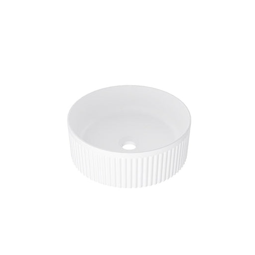 Linsol Infinity 370mm Round Above Counter Fluted Basin - Matte White 