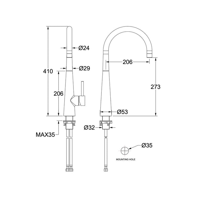 Linsol Kashi Sink Mixer - Gunmetal 