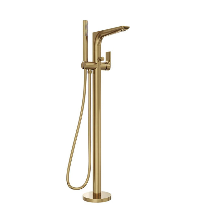 Linsol Kyah Freestanding Bath Filler with Hand Shower - Brushed Brass 