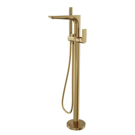 Linsol Kyah Freestanding Bath Filler with Hand Shower - Brushed Brass 