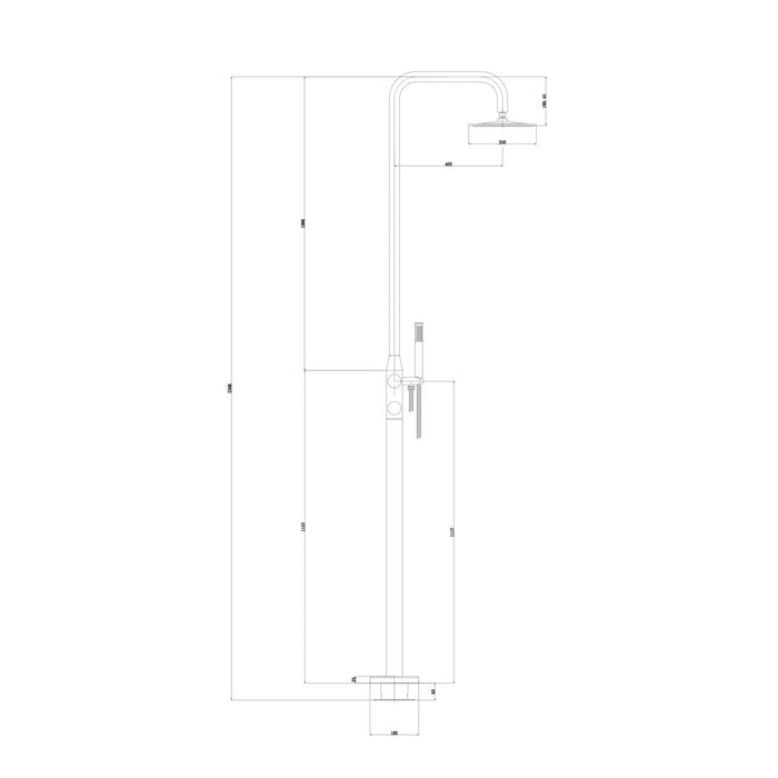 Linsol Lamezia Marine Grade Outdoor Shower - Brushed Brass 