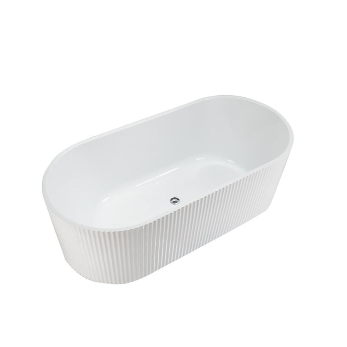 Linsol Lucy 1500mm Freestanding Bath with Overflow - Gloss White 