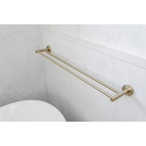 Linsol Lux S2 800mm Double Towel Rail - Brushed Brass 