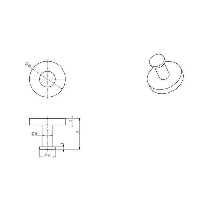Linsol Lux S2 Single Robe Hook - Gunmetal 