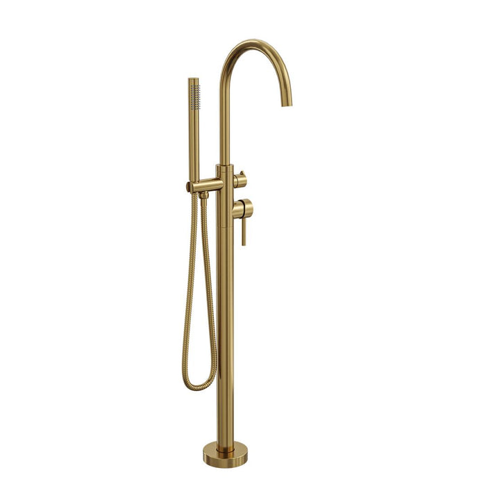 Linsol Nure Freestanding Bath Filler with Hand Shower - Brushed Brass 