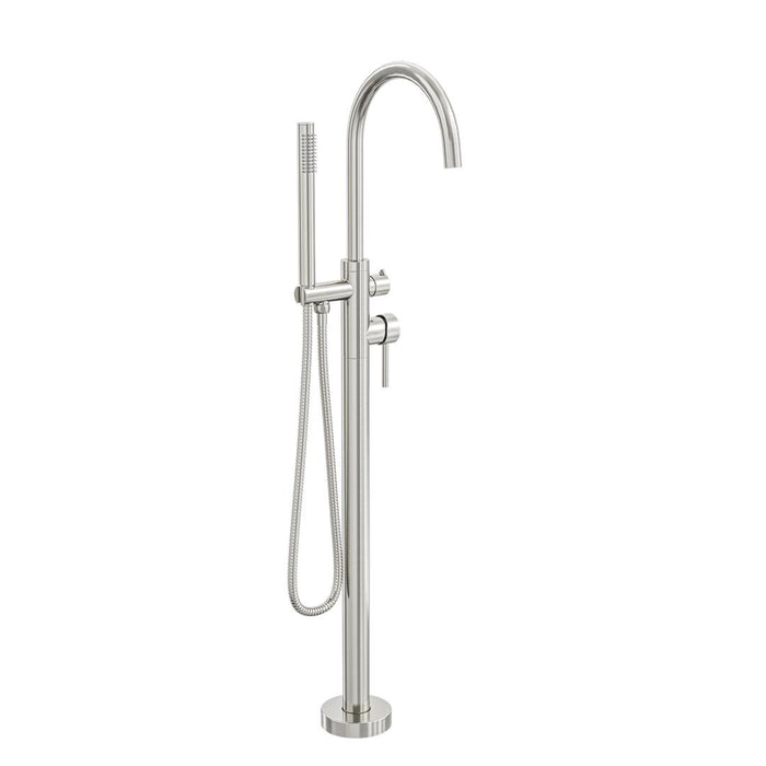 Linsol Nure Freestanding Bath Filler with Hand Shower - Brushed Nickel 