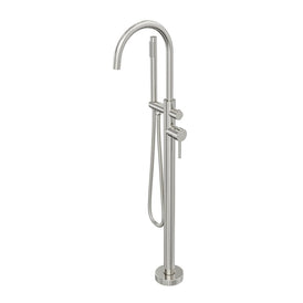 Linsol Nure Freestanding Bath Filler with Hand Shower - Brushed Nickel 