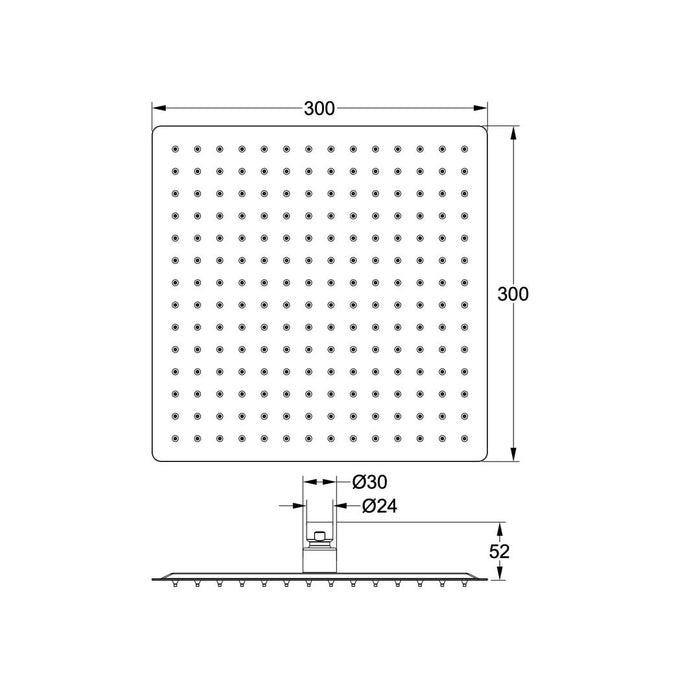 Linsol Ocean 300mm Square Shower Head - Gunmetal 