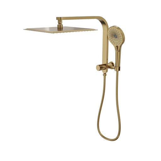 Linsol Oceanjet Short Shower Combination with 300mm Square Head - Brushed Brass 