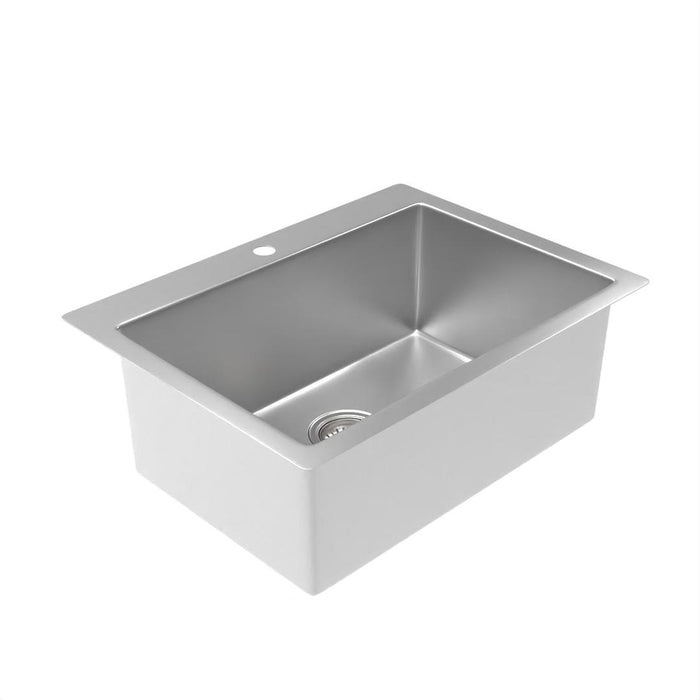 Linsol Quadra 635mm Single Bowl Sink with Tap Landing - Brushed Stainless 