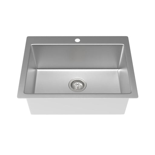 Linsol Quadra 635mm Single Bowl Sink with Tap Landing - Brushed Stainless 