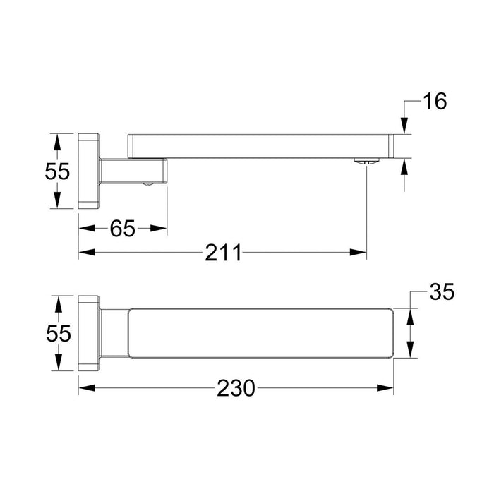 Linsol Quadra Swivel Wall Bath Spout - Brushed Nickel 