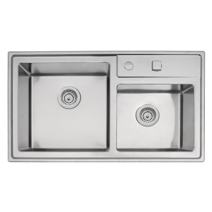 Linsol Quadrum 34L + 19L Sink - Brushed Stainless 