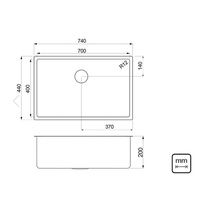 Linsol Quadrum 66L Sink - Brushed Stainless 
