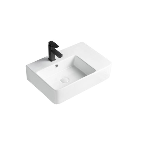 Linsol Rubbic Wall Mounted Basin with Right Hand Shelf - Gloss White 